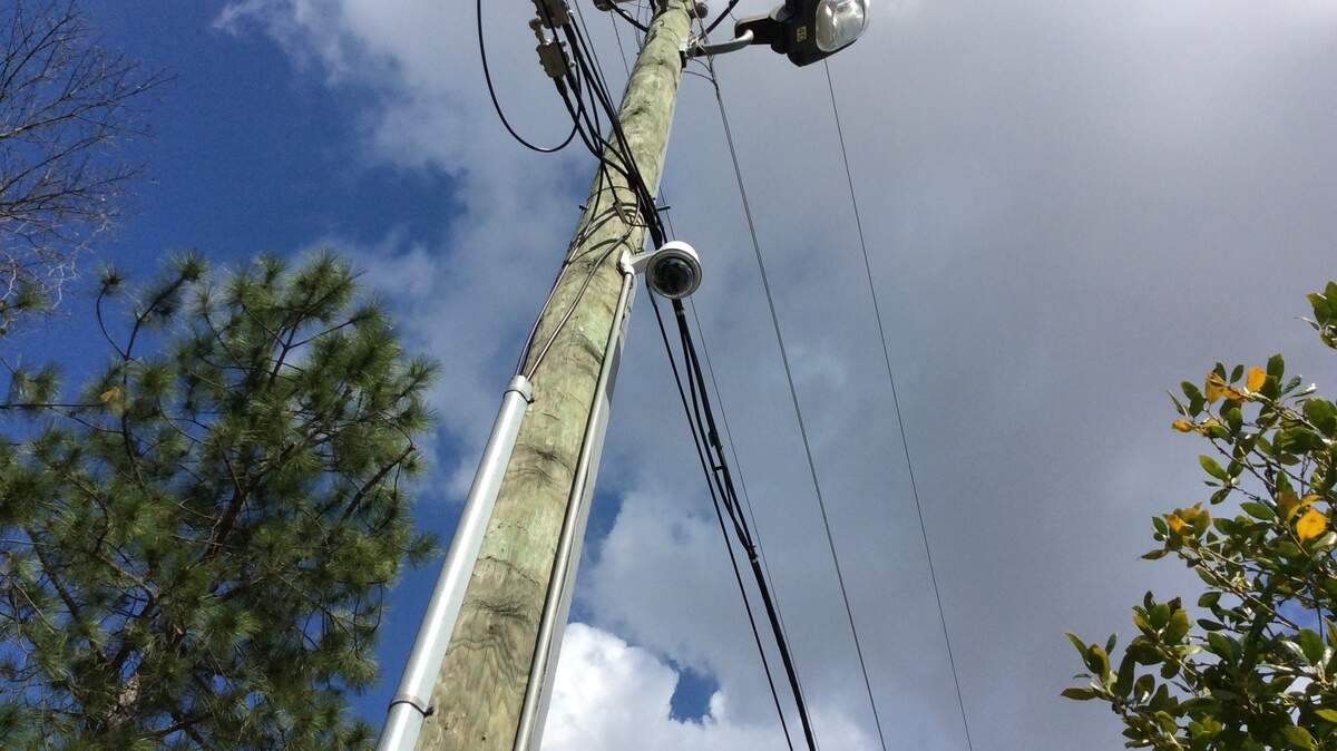 Mercer University police monitor security cameras like this located throughout the Mercer Village area.