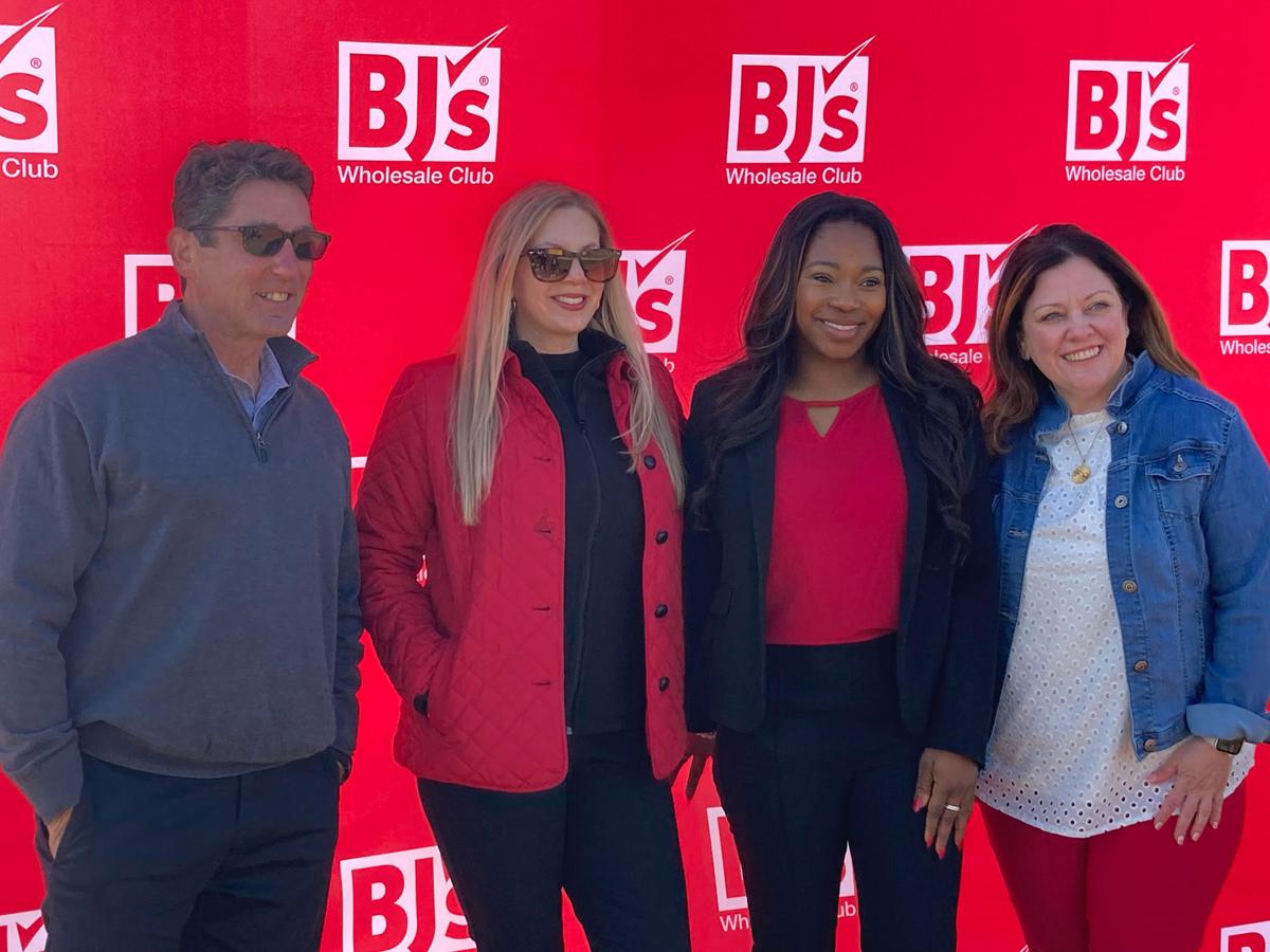 A BJ’s Wholesale Club event Wednesday, April 9, 2025, ahead of its targeted fall opening included photo opportunities for community members with BJ’s representatives. From left to right, Philip Greenwald, BJ’s director of real estate, BJ’s Briana Bryant, senior manager of external communications, Warner Robins Mayor LaRhonda Patrick, and BJ’s Gina Marie Fedele, BJ’s director of new club development.