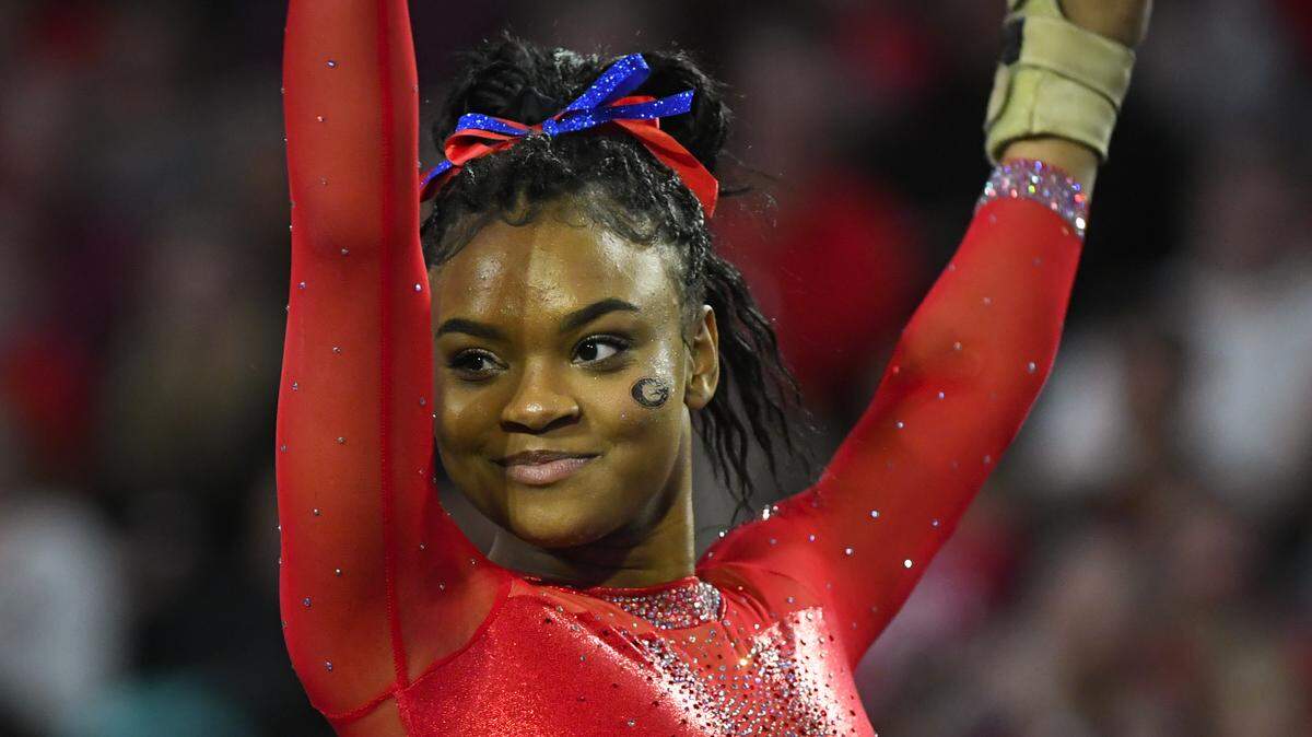 LSU gymnast Georgia gymnast Soraya Hawthorne competes against LSU during an NCAA gymnastics meet on Friday, Jan 10, 2020 in Athens, Ga.