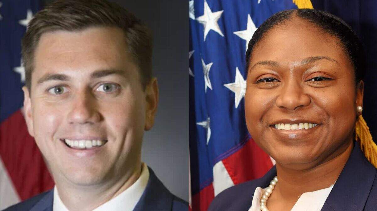 From left to right, U.S. Attorney William R. Keyes and former Acting U.S, Attorney C. Shanelle Booker. Keyes succeeded Booker’s position on June 24, 2025.