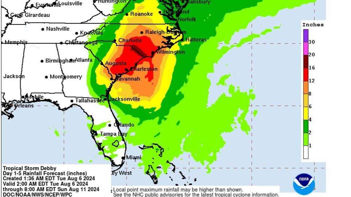 No flooding has hit Macon, but Debby is causing historic rainfall elsewhere in Georgia