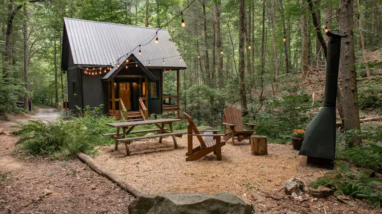 These are the 5 best Airbnb rentals in GA. One is a cabin that is all floor-to-ceiling glass