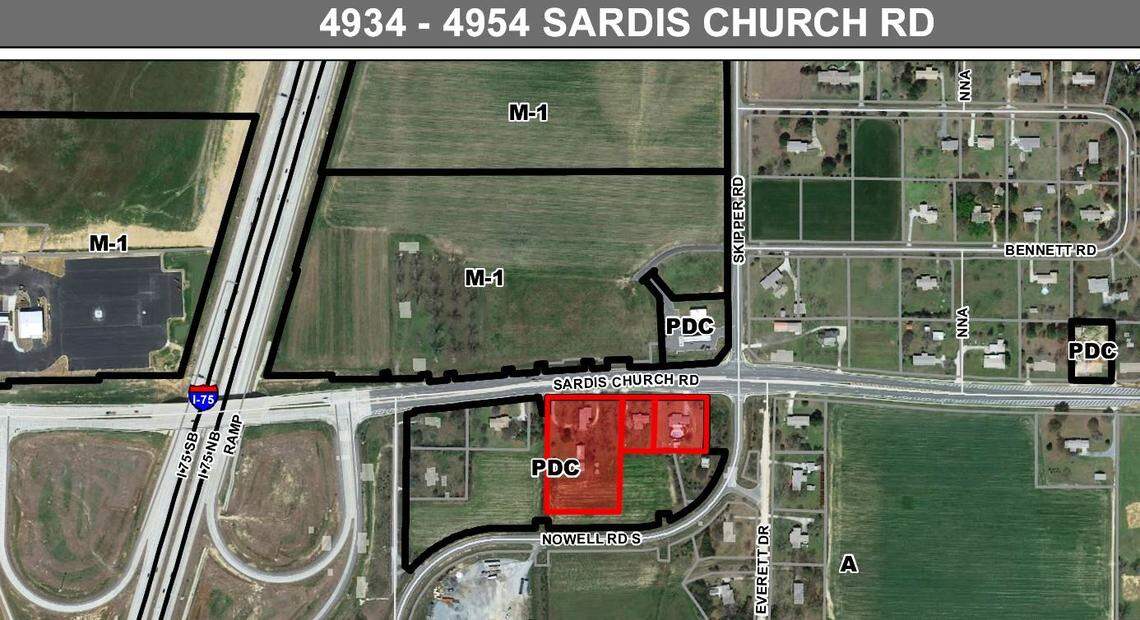 Location of the proposed QuikTrip travel center at the Sardis Church Road interchange off Interstate 75 in south Bibb County.
