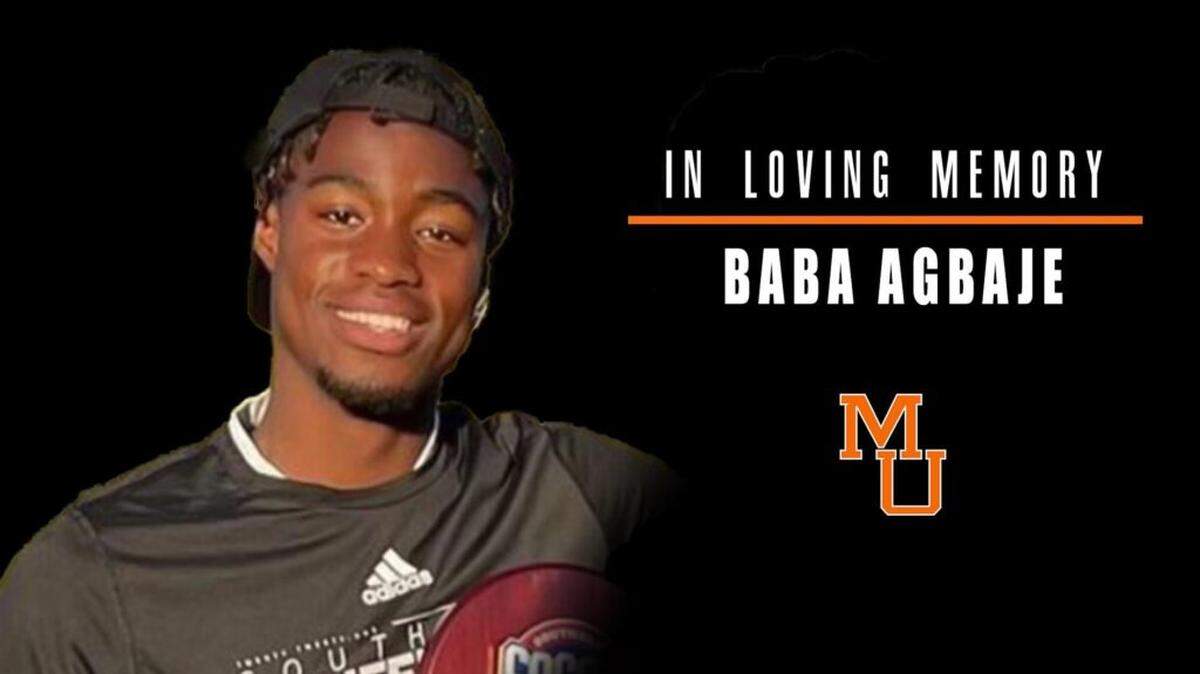 A graphic mourning the death of Baba Agbaje, 21, of Fayettville the night of April 10. Agbaje was a soccer player and finance student at Mercer University. He collapsed during a pickup soccer game and died later that night.