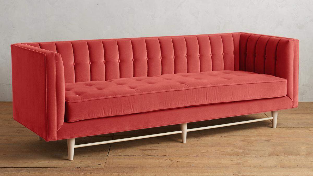 Velvet Marryn Sofa ($2,898, anthropologie.com); "There is something about velvet that has a big appeal for all season." says Ann Haagenson, a merchandise manager for Anthropologie.