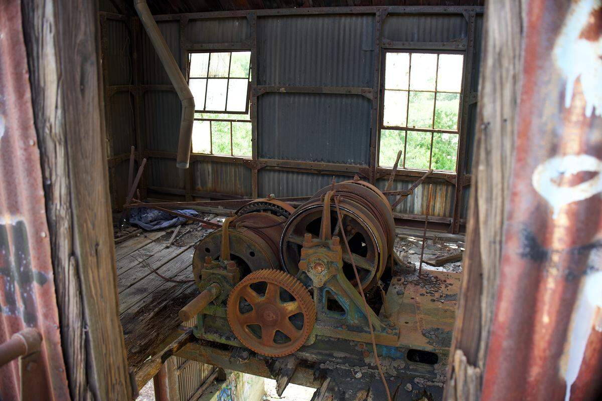 A look inside the Coal Tower on August 13, 2025 where old machinery still remains inside the structure on 861 Seventh Street.