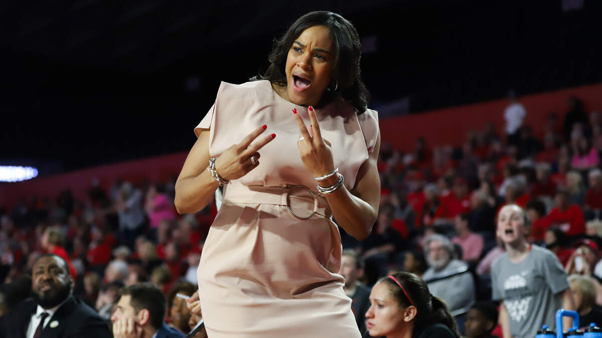 Head Coach Joni Taylor reacts to a contentious call during a game between the University of Georgia and the University of Kentucky in Stegeman Coliseum in Athens, Ga., on Sunday, March 3, 2019.