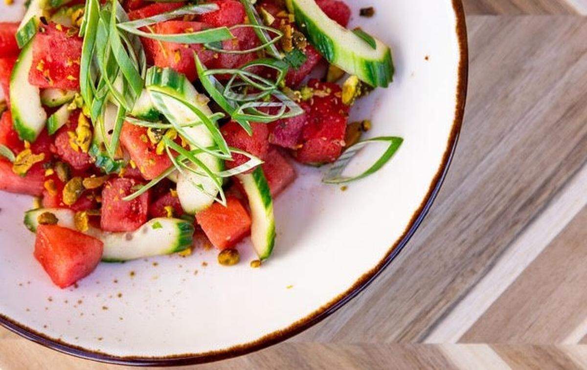 Watermelon salad at Trattoria di Nappoli in historic downtown Perry.