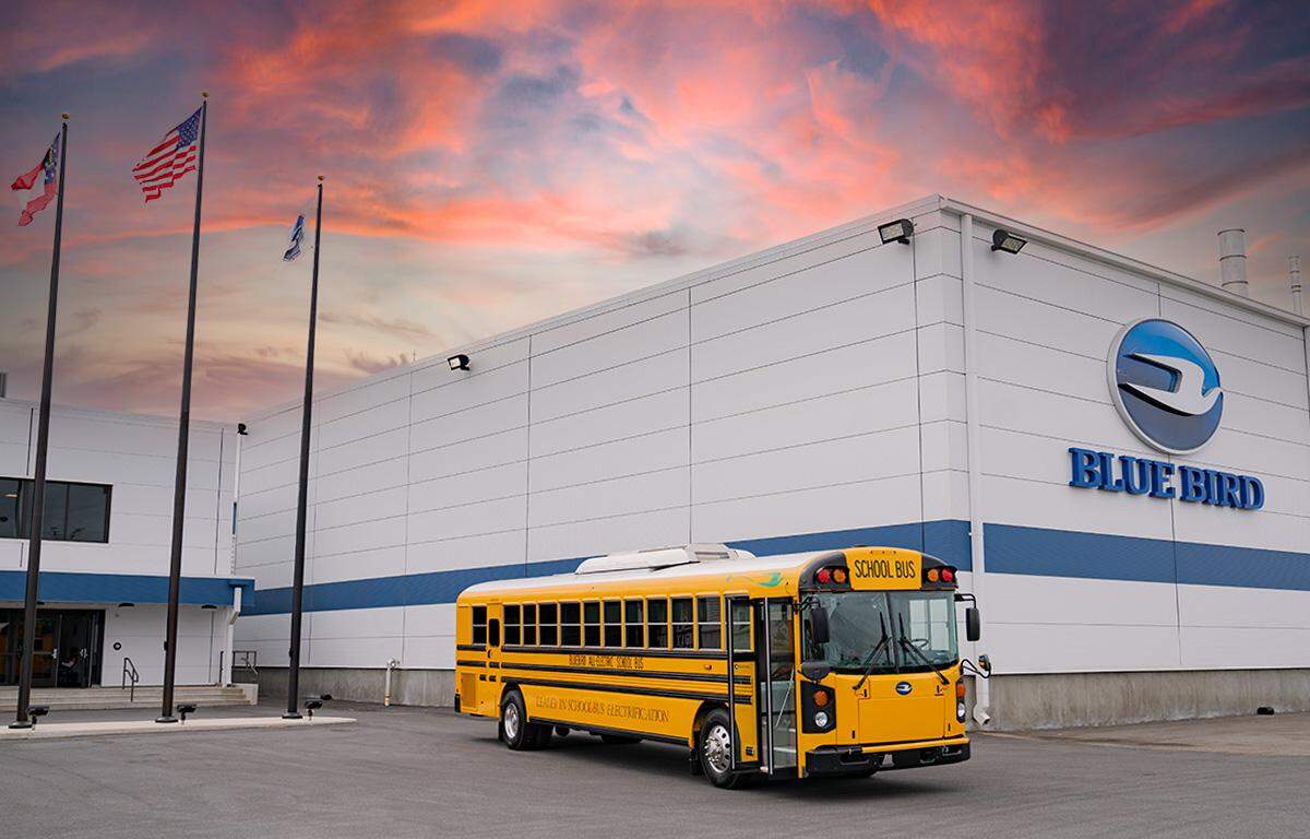 A Blue Bird electric school bus.