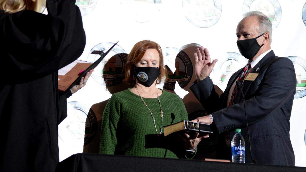 Macon-Bibb County Commissioner Raymond Wilder is sworn into office at the Inauguration Ceremony at the Macon City Auditorium on Dec. 30, 2020.