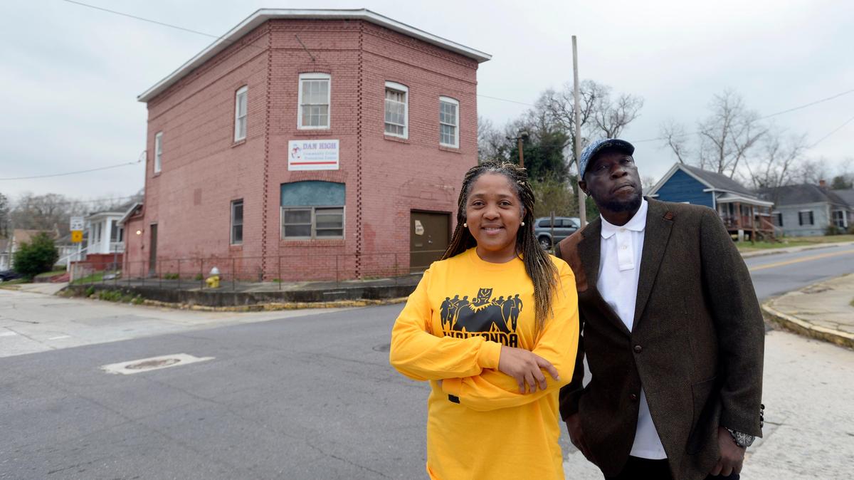 BEAU CABELL/THE TELEGRAPH Macon, Ga., 01/18/2019: Charise Stephens and Bob Fickling stand in front of their newly renovated U Create Macon at the corner of Third Ave. and Ward Street. The former store, vacant for nine years, has been renovated into a “maker’s space” in the Pleasant Hill neighborhood.