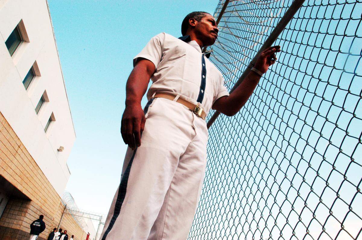 Lafayette Hall outside his wing in his jail cell at Hancock County State Prison in late 2003.