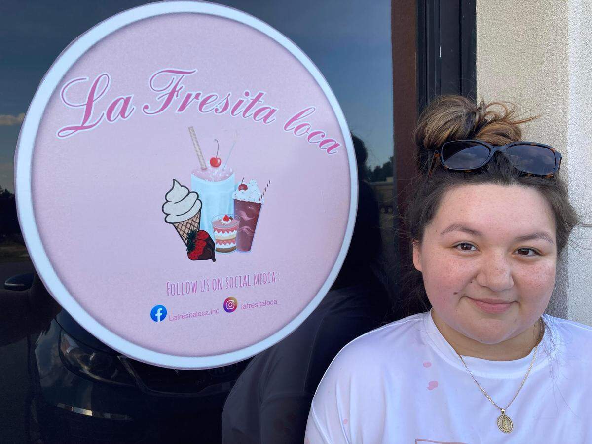 Karla Olivera, owner of La Fresita Loca, a new dessert shop specializing in Hispanic treats near Byron.