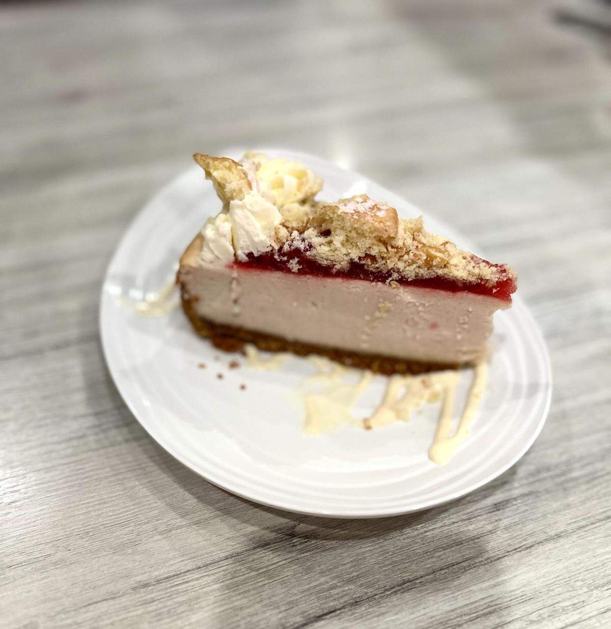 The Raspberry Doughnut Cheesecake at Kudzu Seafood Company in Macon, Georgia is the perfect end to any meal.
