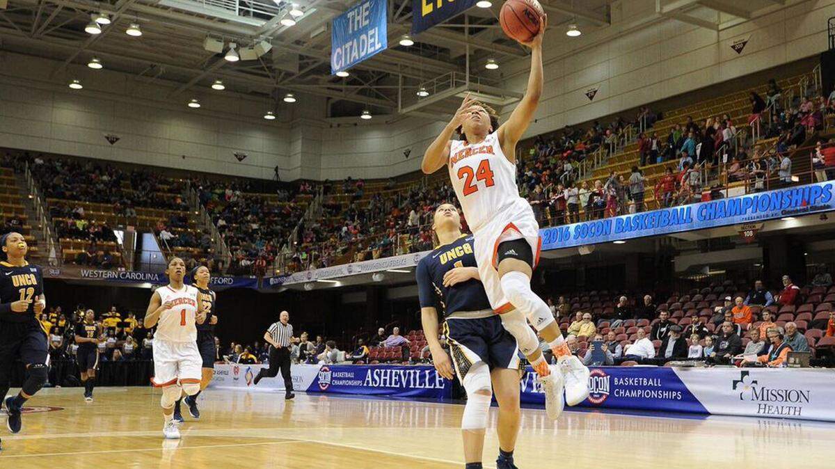 Kahlia Lawrence (24) and the Mercer Bears will be playing for their first Southern Conference Women's Basketball Tournament title Sunday when they take on Chattanooga in Asheville, North Carolina.