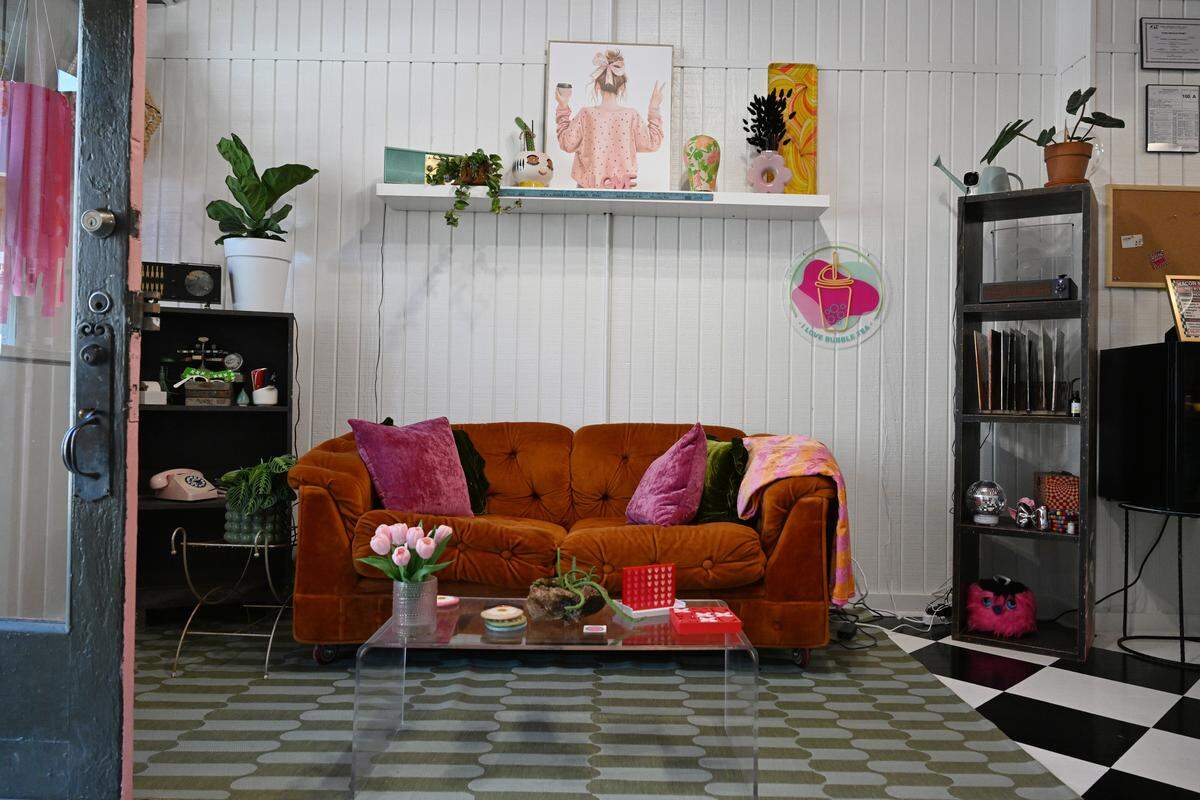 The interior of Macon Made Nutrition features a combination of vintage and modern decor. Owner Cheyenne Bennett renovated, painted and picked out each of the pieces herself to reflect her style and pay homage to the historic building.