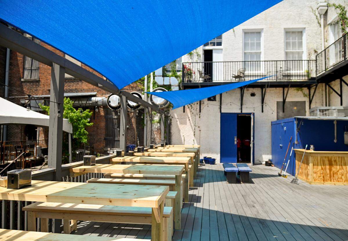 Outdoor patio at The Brickhouse Pub & Grub at 458 Second St. in downtown Macon.