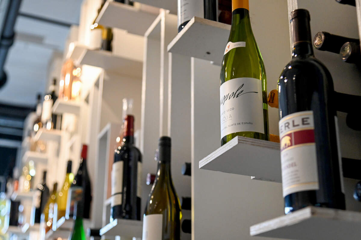 Selection of wine behind the bar at Philosophie Wine Bar located at 616 Poplar St. in Macon.