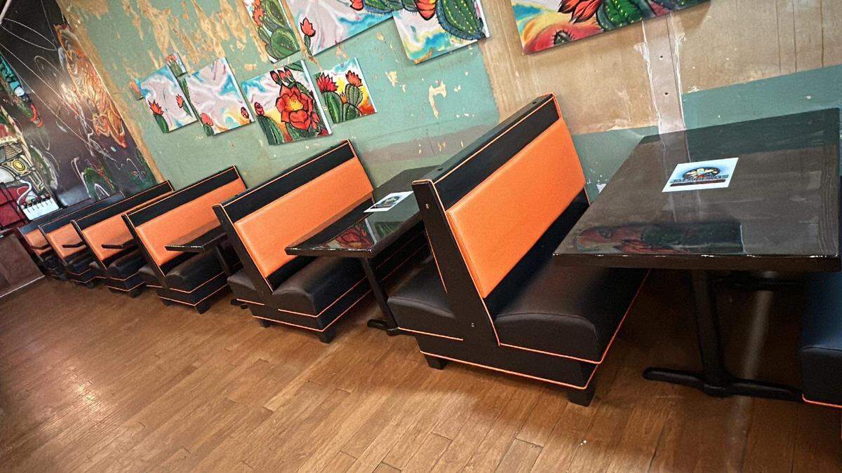 Benches fill new Mexican restaurant Jalapenos Cantina. The eatery will soon open its doors in downtown Macon.