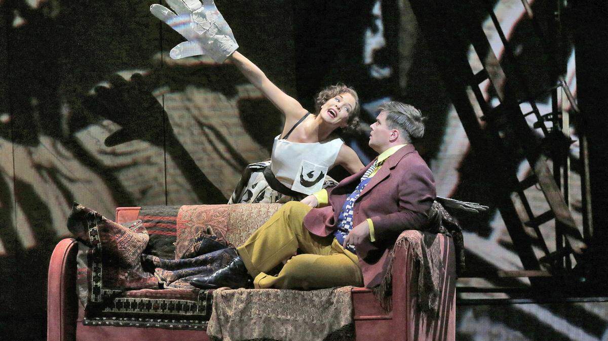 Marlis Petersen in the title role and Daniel Brenna as Alwa in the Metropolitan Opera's production of "Lulu."