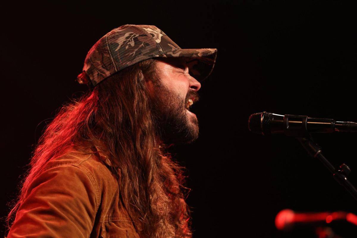 Brent Cobb sings during his set at the inaugural South of Atlanta Fest on Sunday, April 13, 2025, at the Capitol Theatre in Macon, Georgia. Grammy nominated country artist Brent Cobb organized and headlined the two day music festival in Macon, highlighting local and state artists.