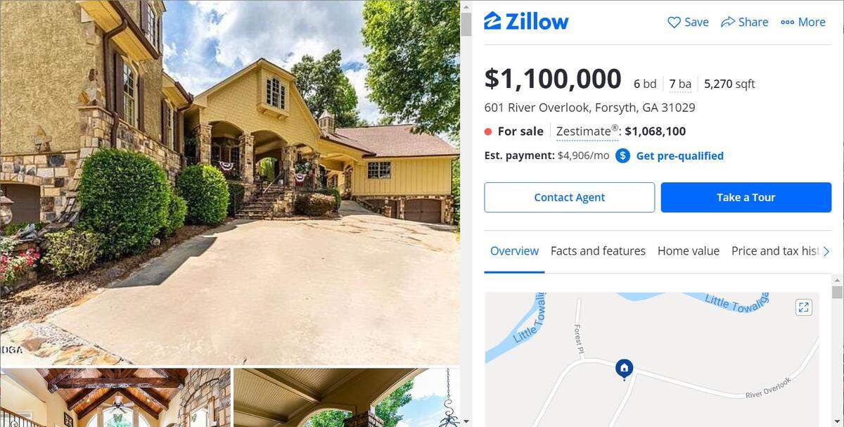 This six bedroom, four full bathroom and three half bathroom home is for sale in Forsyth for $1,100,000.
