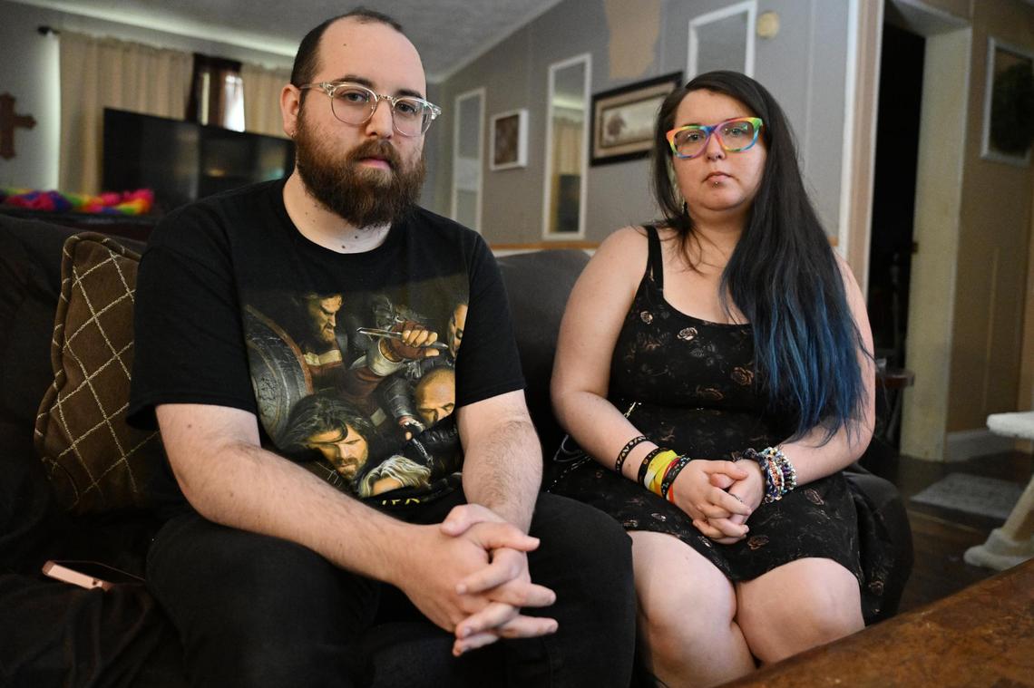 John Mitchell, 32, and Chris Mitchell, 28, from Jones County, Georgia, pose for a portrait on Monday, June 16, 2025, in Macon, Georgia. Their mother Alma Bowman was detained by ICE for a second time in March.