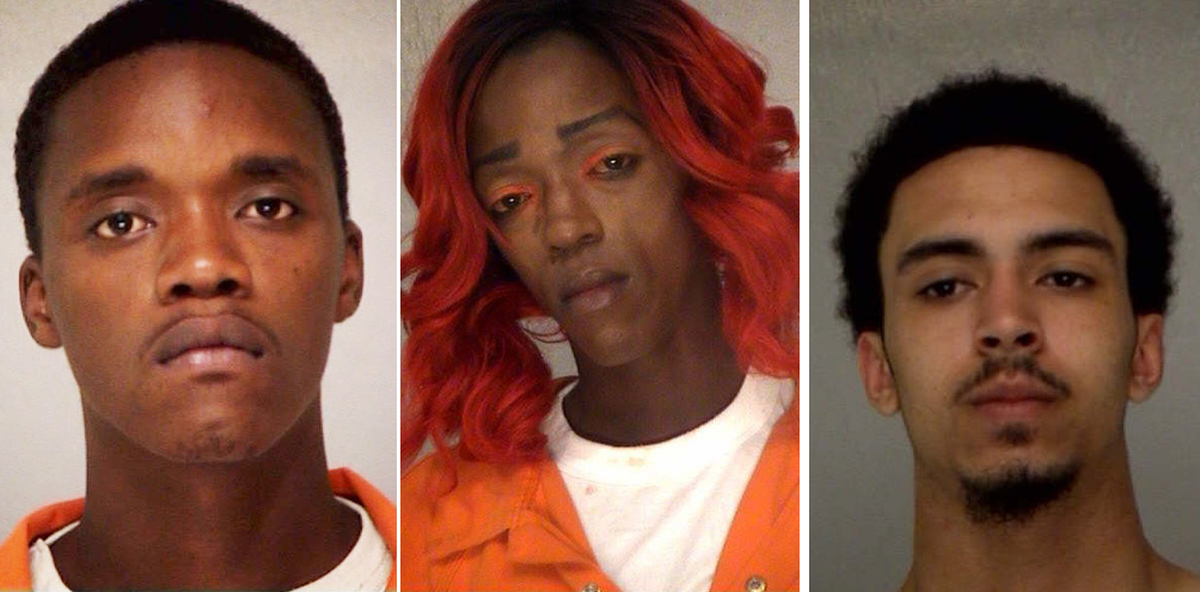 Davarius Antonio Curry, left, is wanted for the shooting of Lawanda Curry. Tavarius Marques Flowers, center, has been arrested for that shooting. Jared Al Farley, right, is wanted for the robbery of Cook Out restaurant on Brookhaven Road on June 15.