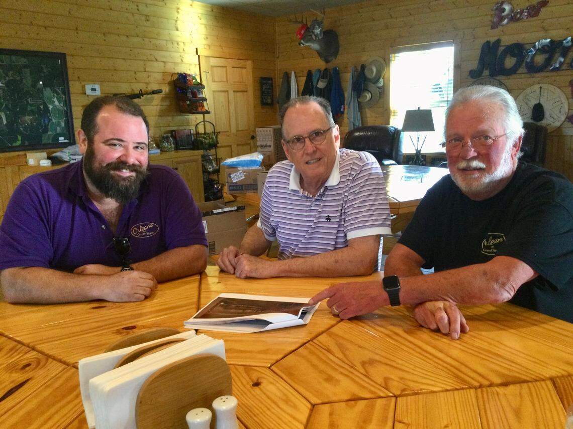 From left, John Staurulakis, general manager and executive chef, Curtis George, chief operating officer, and Steven Wemple, chief executive officer and president, ‘Orleans on Carroll St. at 807 Carroll St. in downtown Perry. The restaurant is expected to open in early 2022.