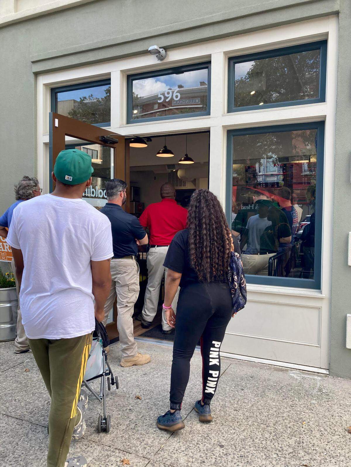 The line snakes out the door at the lunch rush Tuesday at Baldinos in downtown Macon.