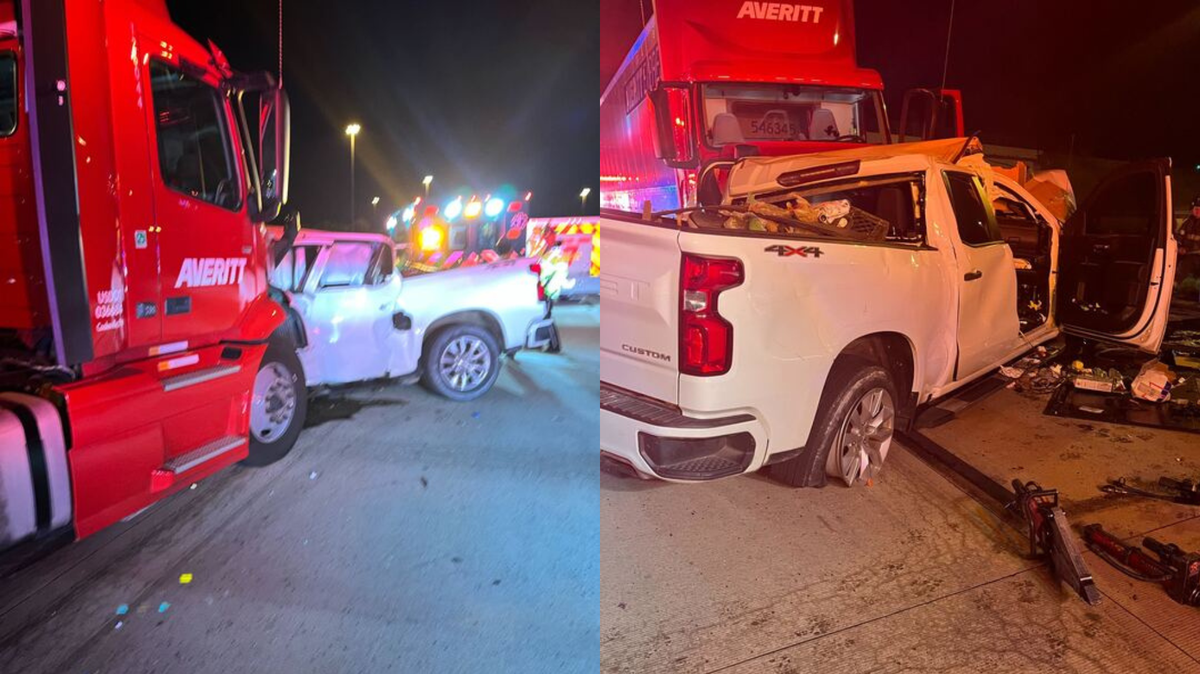 A pickup truck and an Averitt tractor-trailer collided on I-75 near Sardis Church Road in Macon, Ga., on April 10, 2026. Mark Polk, 58, was pronounced dead by the coroner.