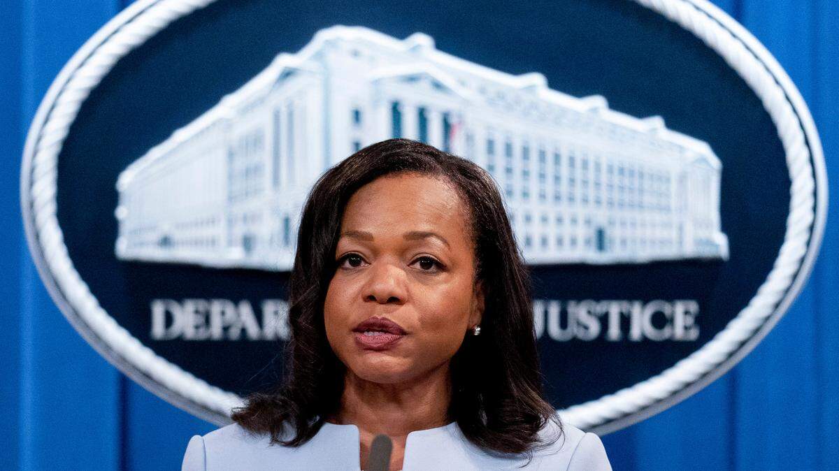 In this Aug. 5, 2021 file photo, Assistant Attorney General for Civil Rights Kristen Clarke speaks at a news conference at the Department of Justice in Washington. The DOJ announced an investigation into Georgia’s prison system in September.