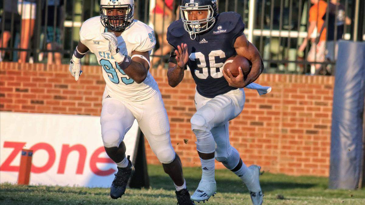 Georgia Southern’s Matt Breida (36) ranks seventh nationally, averaging 147.3 rushing yards per game.
