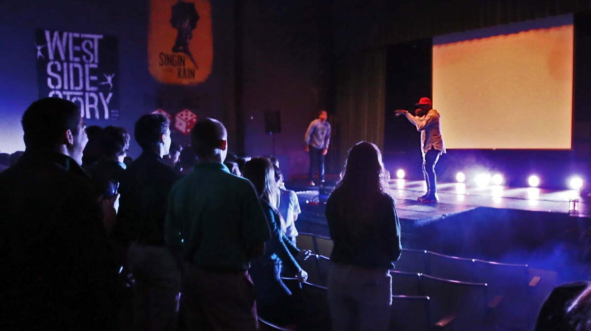 Members of The Takeover present one of their Hope Assemblies to freshman and sophomore students.