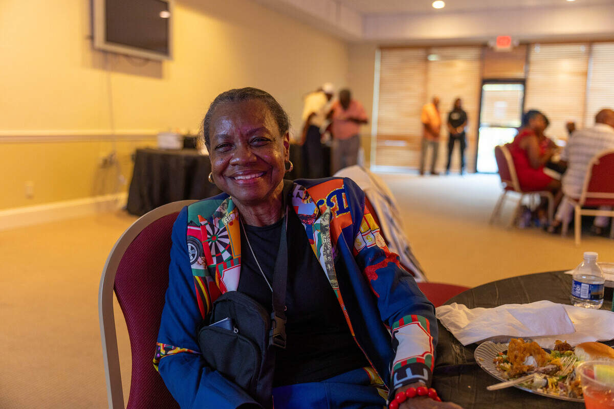 Cookie Bailey, one of the original members of the Cross-Court Racquet Club, poses for a picture at the 50th reunion of the club on Saturday, July 26, 2025. Bailey is looking forward to being involved with revitalization efforts as the club looks to reestablish.