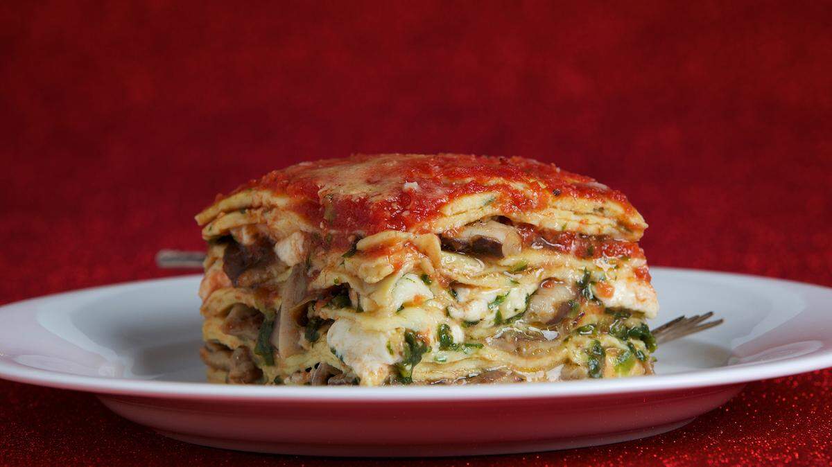 Casseroles for the holidays. Crepe Lasagna With Mushrooms and Spinach.
