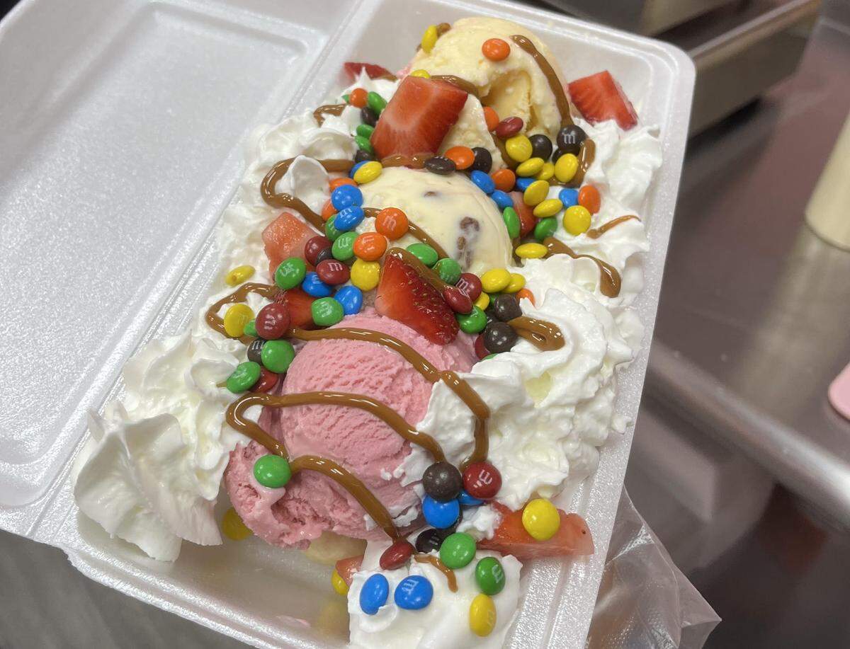 A banana split at La Fresita Loca.