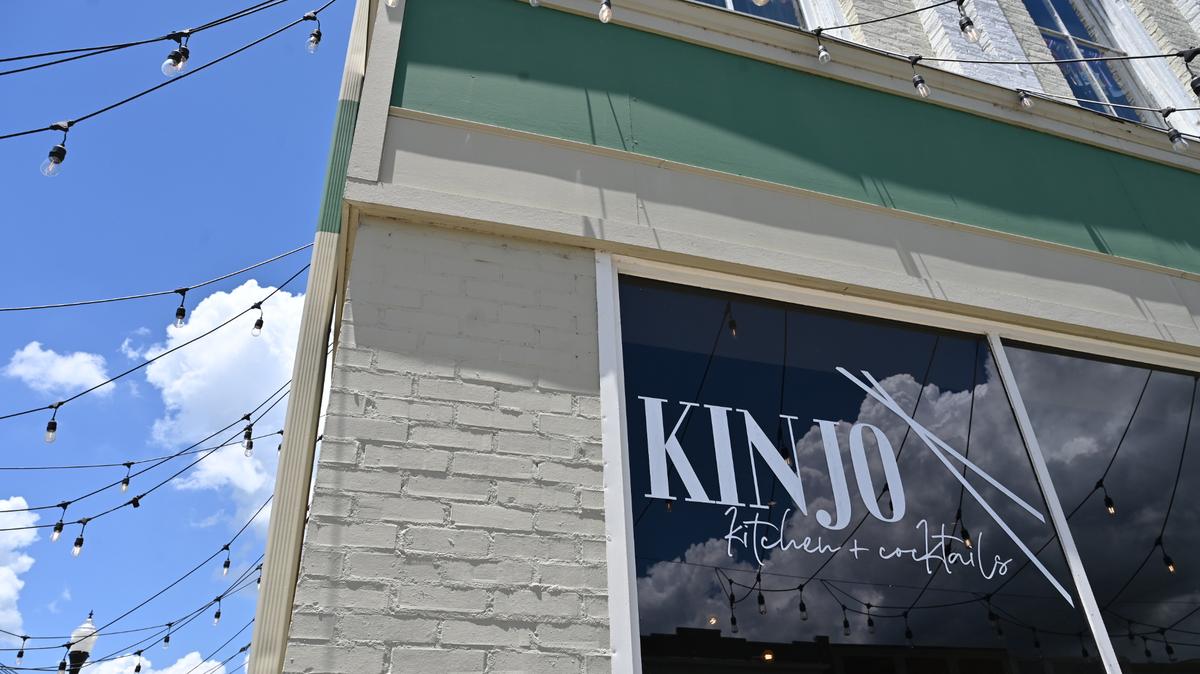 Kinjo Kitchen + Cocktails sits at the corner of 2nd and Poplar Street on Friday, July 25, 2025, in downtown Macon, Georgia. The bar and restaurant is set to close for renovations in late August.