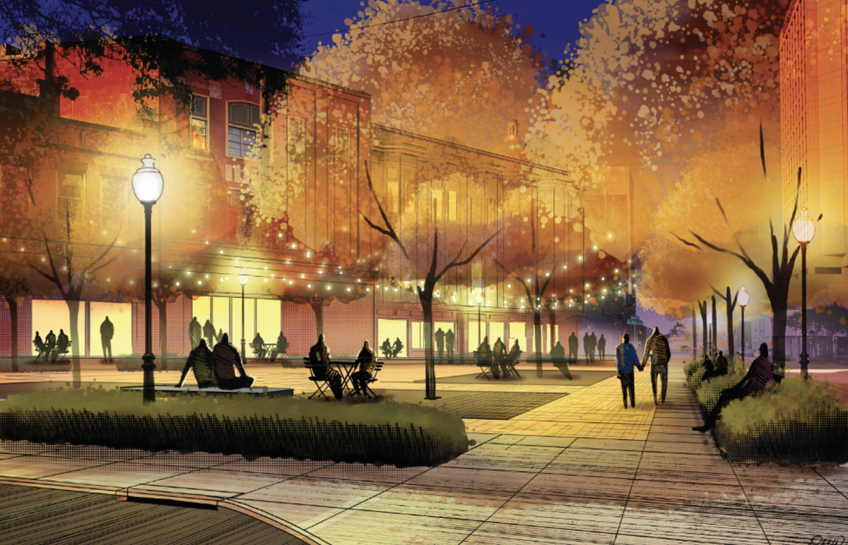 Cotton Avenue Plaza in downtown Macon rendering.