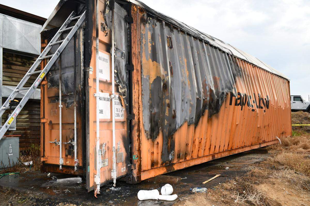 The scene of a deadly fire in a shipping container on New Phoenix Road in Putnam County on Wednesday, April 13, 2022.