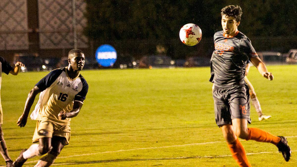 Trevor Martineau, right, has been a key piece of the Mercer men’s soccer team this season.