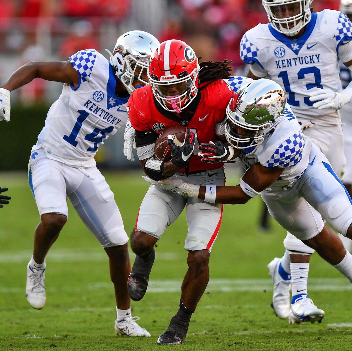 DONN RODENROTH,Athens, Georgia, 10/16/2021: Georgia running back James Cook in action Saturday against Kentucky.