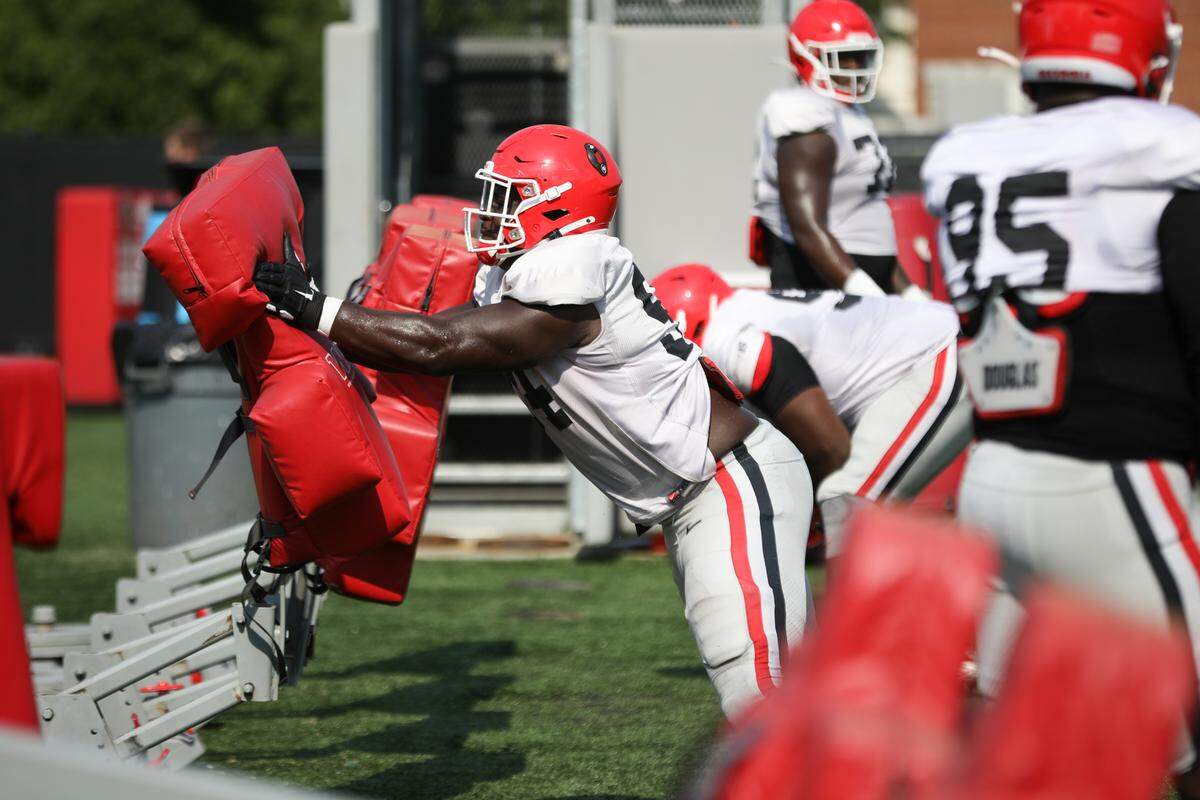 Georgia defensive tackle Michael Barnett (94) during the Bulldogs’ session on the Woodruff Practice Fields in Athens, Ga., on Tuesday, Sept. 10, 2019.