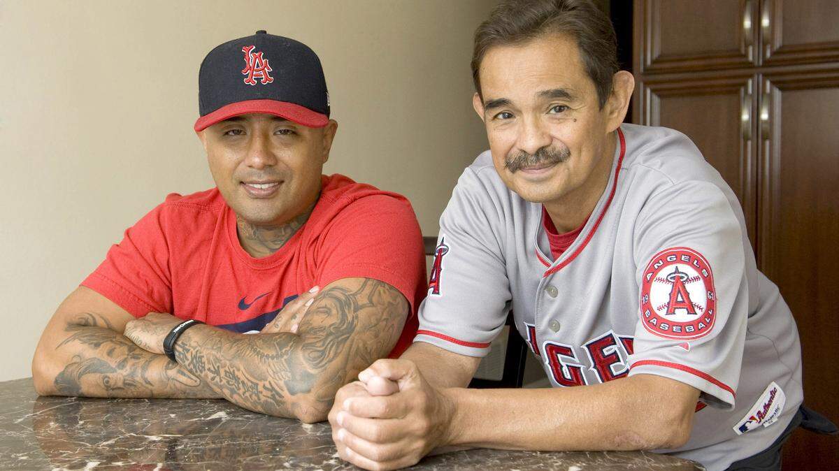 Josh Munoz, 33, of Anaheim, California, left, donated a kidney to his 66-year-old father, Rudy Munoz, of San Diego, right, a year ago -- saving his life.