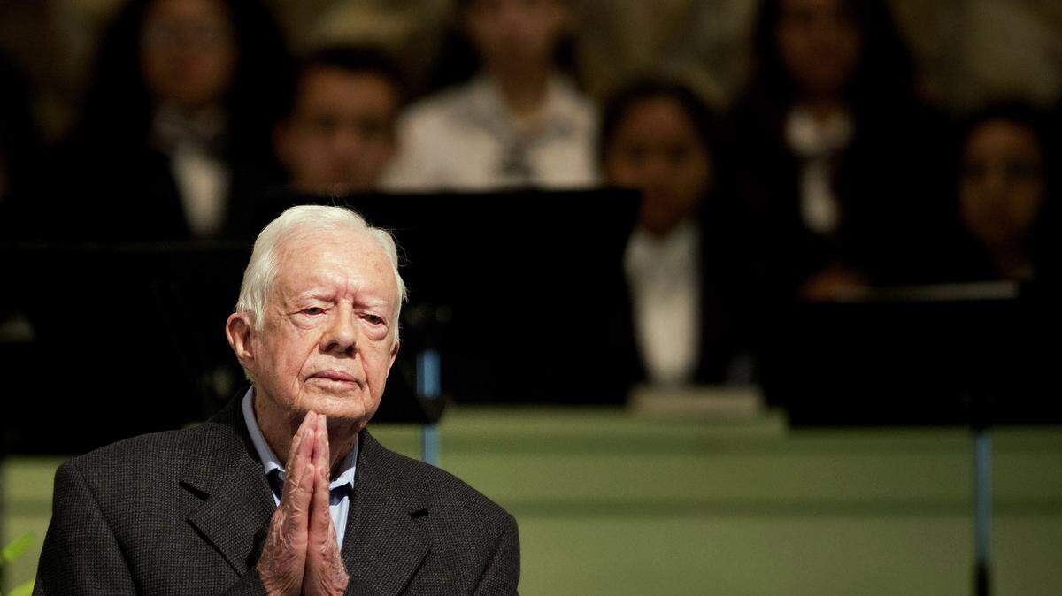 Former President Jimmy Carter teaches Sunday School class at Maranatha Baptist Church in his hometown in Plains in August. Former President Carter said Sunday that no cancer was detected in his latest scan.