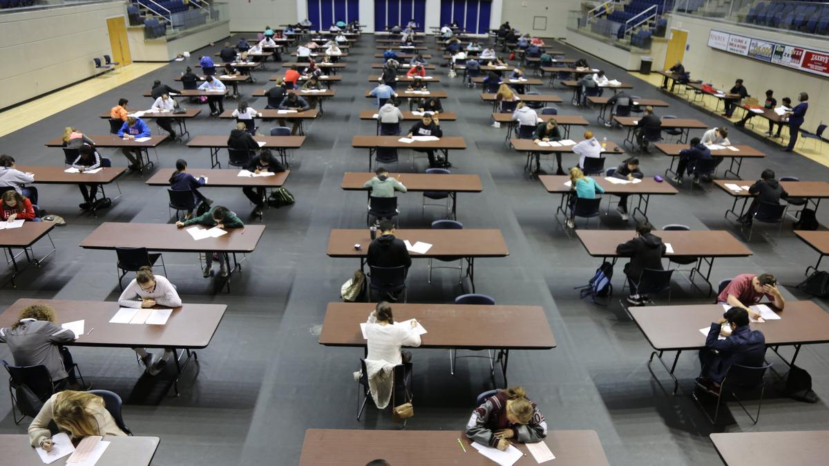 Students work on math problems at the 45th annual Jay Cliett and Bill Kipp High School Mathematics Tournament. Over 350 students from Georgia high schools were in attendance.