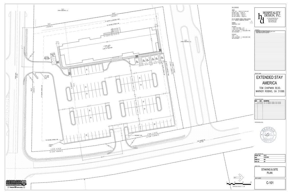 An Extended Stay America is under construction at 101 Tom Chapman Blvd. in Warner Robins.
