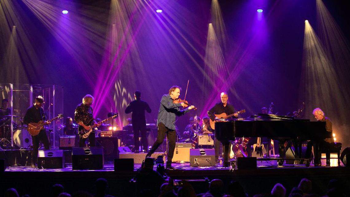 Mike Mills, of R.E.M., on bass, award-winning violinist Robert McDuffie and renowned pianist Chuck Leavell performed before a dress-rehearsal crowd at the Grand Opera House Friday in advance of Saturday’s performance of “A Night of Georgia Music.”