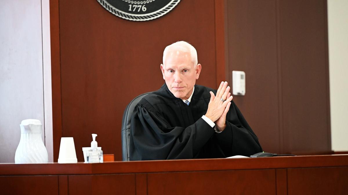 Houston County Superior Court Judge G.E. “Bo” Adams presides over a bond hearing on Thursday, July 11, 2024, at Houston County Superior Court in Perry, Georgia.