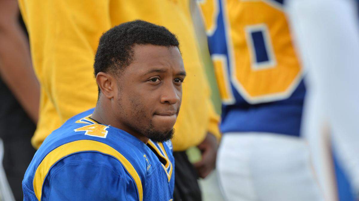 BEAU CABELL/THE TELEGRAPH 
 Ft. Valley, Ga., 09/26/2015: FVSU defensive back Travis Richmond (4) watches from the sideline during the Benedict game.